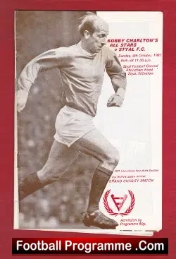 Bobby Charlton All Stars v Styal 1981 - Altrincham - Autographed - football programme
