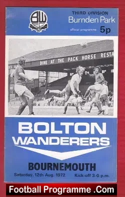 Bolton Wanderers v Bournemouth 1972 - football programme