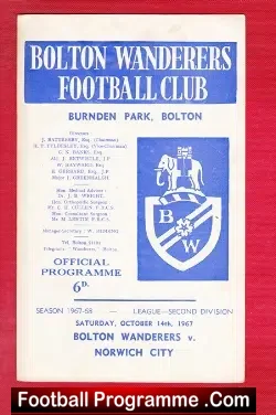 Bolton Wanderers v Norwich City 1967