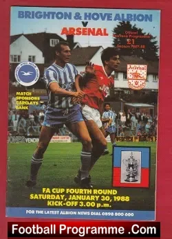 Brighton Hove Albion v Arsenal 1988 - football programme