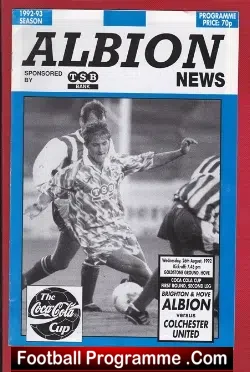 Brighton Hove Albion v Colchester United 1992 - football programme