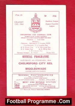 Chelmsford City v Biggleswade 1960