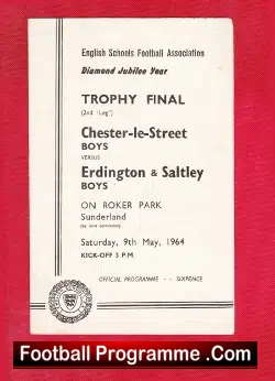 Chester Le Street v Erdington Saltley 1964 – Schoolboys Football