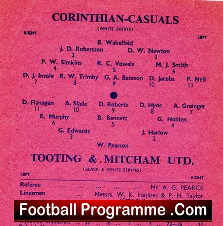 Corinthian Casuals v Tooting Mitcham United 1960 – Semi Final