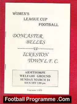 Doncaster Belles Ladies v Ilkeston Town 1996 - Womens Football Armthorpe - football programme