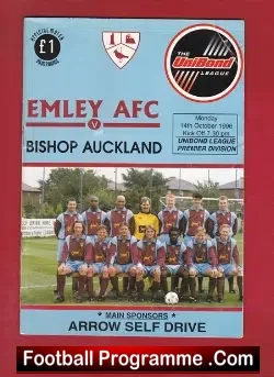 Emley v Bishop Auckland 1996 - football programme