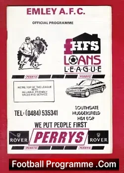Emley v Ferryhill Athletic 1990 - football programme