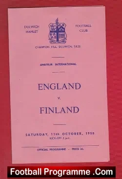 England v Finland 1958 – Amateur International at Dulwich