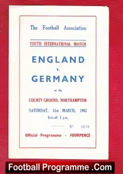 England v Germany 1962 – Youth International at Northampton
