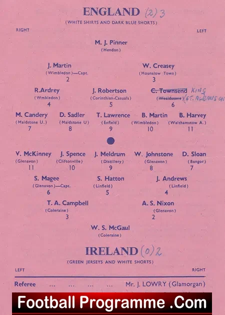 England v Ireland 1962 – Amateur International at Dulwich