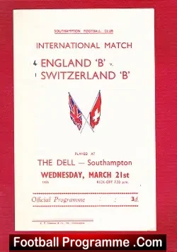England v Switzerland 1956 – B International – Duncan Edwards
