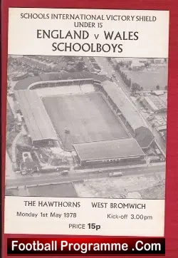 England v Wales 1978 – Schools at Hawthorns WBA