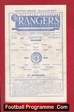 Glasgow Rangers v St Johnstone 1963 - Hatrick Alex Ferguson