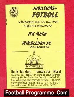IFK Mora v Wimbledon 1984 - Sweden Football Club - football programme