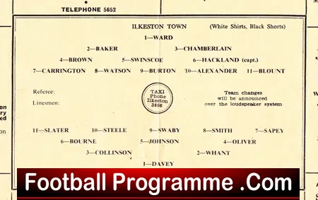 Ilkeston Town v Denaby United 1961