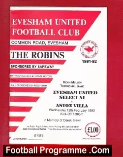 Kevin Mullen Testimonial Benefit Evesham v Aston Villa 1992
