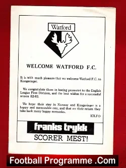 Kongsvinger v Watford 1982 – Norway Football Team