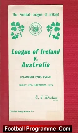 League Of Ireland v Australia 1970 – at Dalymount Park