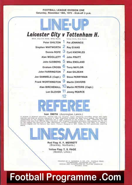 Leicester City v Tottenham 1972