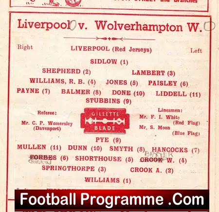 Liverpool v Wolves 1949