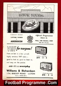 Luton Town v Aberdeen 1959 – Friendly Game