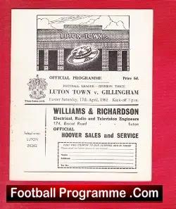 Luton Town v Gillingham 1965 - football programme