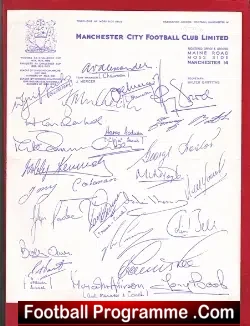 Manchester City Official Autograph Sheet 1970s - football programme