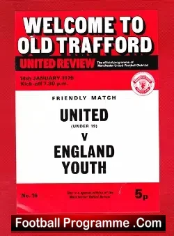 Manchester United v England 1976 – Youth Team U19 Friendly