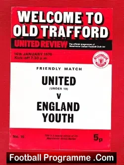 Manchester United v England 1976 – Youth Under 19 Friendly