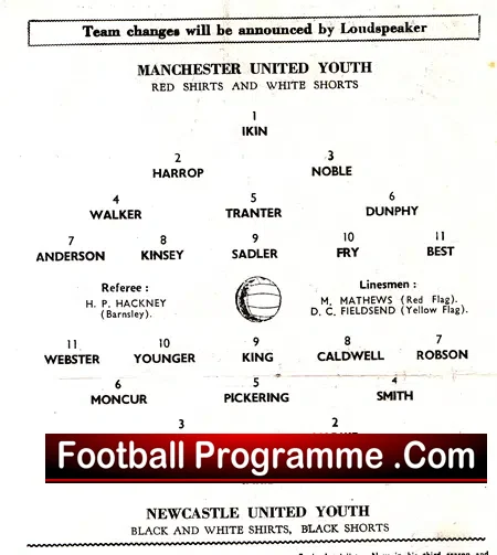 Manchester United v Newcastle United 1963 – Youth + George Best