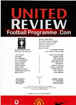 Manchester United v Tranmere Rovers 2003 – Youth Cup