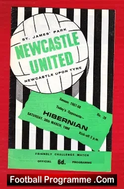 Newcastle United v Hibernian Hibs 1968 – Friendly Game