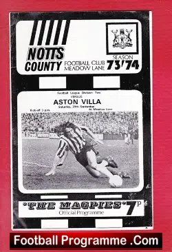 Notts County v Aston Villa 1973