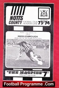 Notts County v Middlesbrough 1973
