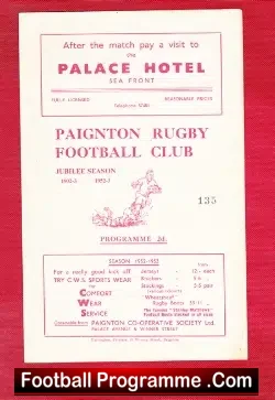 Paignton Rugby v HMS Implacable 1952 – Royal Navy