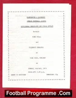 Park Villa v Clarence Athletic 1973 – Cup Final at Cheadle