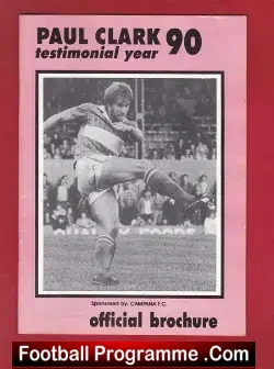 Paul Clarke Testimonial Benefit Match Southend United 1990 - football programme