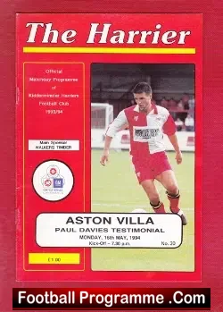 Paul Davies Testimonial Benefit Kidderminster v Aston Villa 1994