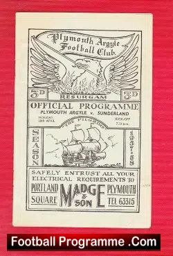 Plymouth Argyle v Sunderland 1958 – Friendly Match