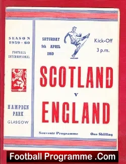 Scotland v England 1960 – Pirate Football Programme Bobby Charlton