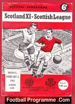 Scotland v Scottish League 1962 - Plus Ian St John Hampden - football programme