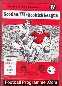 Scotland X1 v Scottish League 1962 - at Hampden Park - football programme