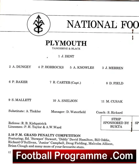 Sheffield v Plymouth 1974 – National Youth Cup Final Wembley