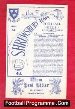 Shrewsbury Town v Gillingham 1964 - football programme