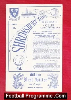 Shrewsbury Town v Mansfield Town 1964 - football programme