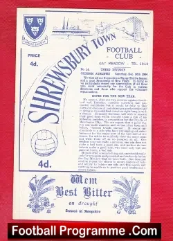Shrewsbury Town v Oldham Athletic 1964 - football programme