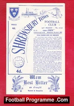 Shrewsbury Town v Peterborough United 1965 - football programme