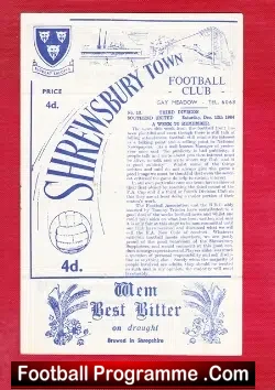 Shrewsbury Town v Southend United 1964 - football programme