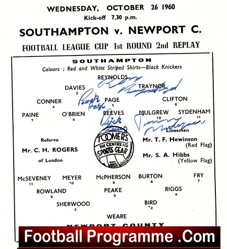 Southampton v Newport County 1960 – Multi Autographed