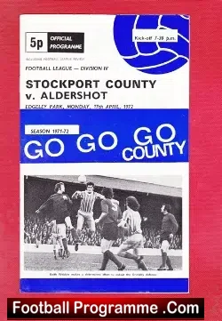 Stockport County v Aldershot 1972 - football programme